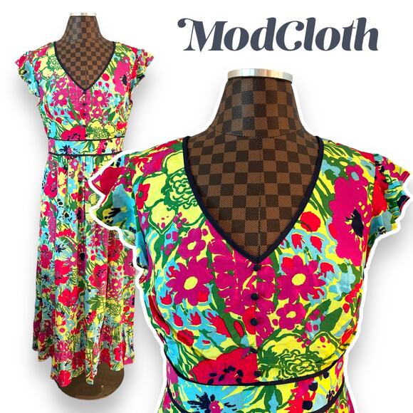 ModCloth Eyes On You Floral Maxi Dress Large NEW Coquette Romantic Fairycore - Picture 1 of 13